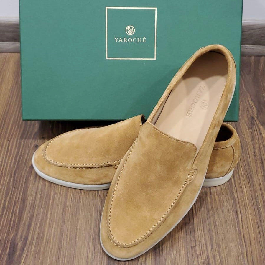 Men's Genuine Suede Loafers Moccasins Sand