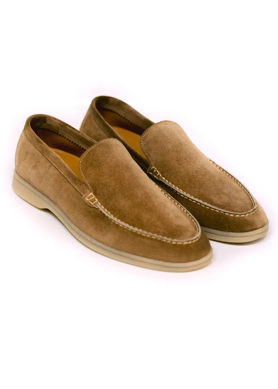 Men's Genuine Suede Loafers Moccasins Light Caramel