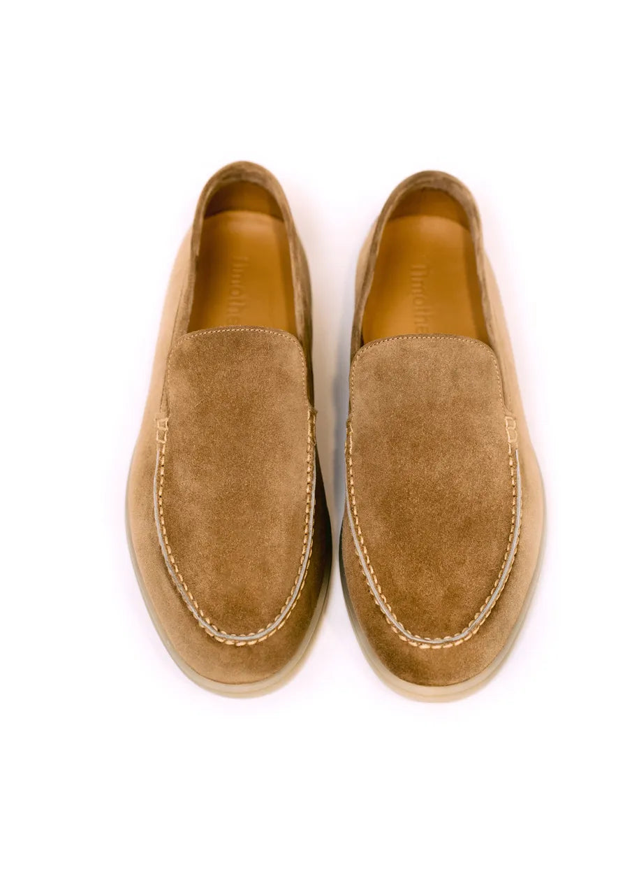 Men's Genuine Suede Loafers Moccasins Light Caramel