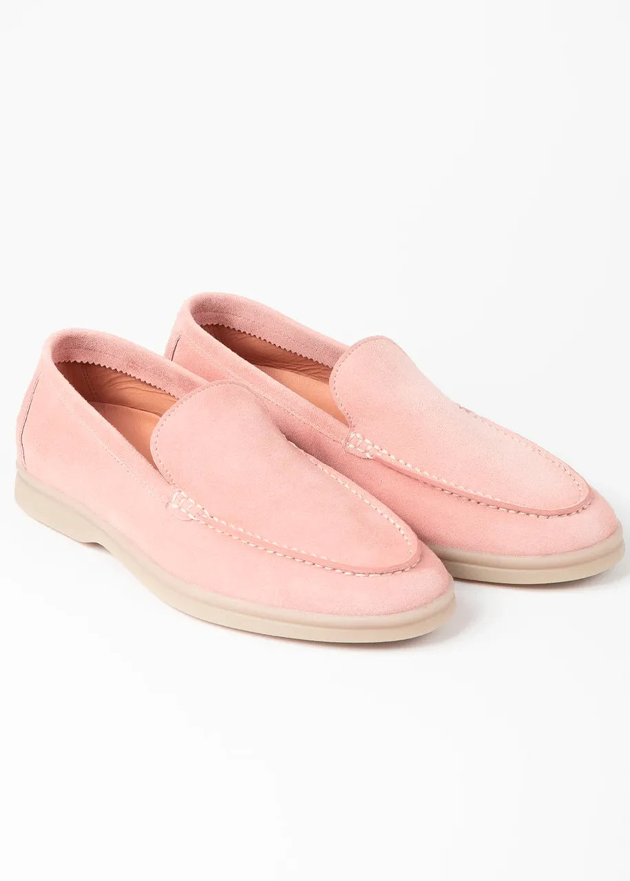 Women's Genuine Suede Loafers Moccasins Light Pink