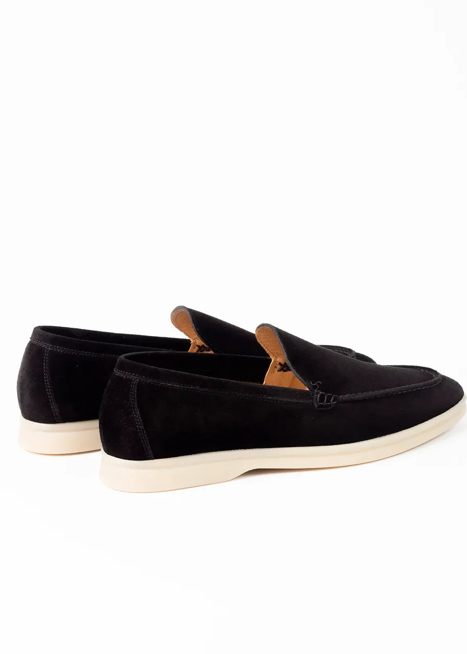 Women's Genuine Suede Loafers Moccasins Black