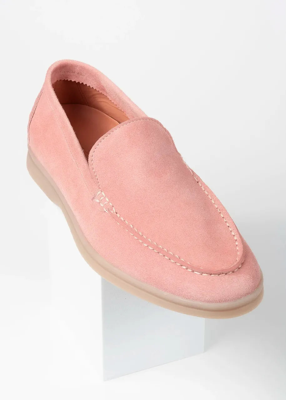 Women's Genuine Suede Loafers Moccasins Light Pink