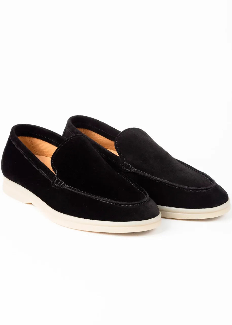 Women's Genuine Suede Loafers Moccasins Black