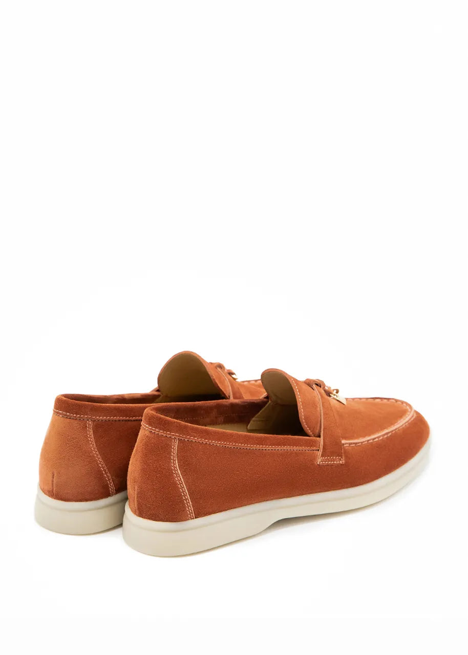 Women's Genuine Suede Loafers Moccasins Brick