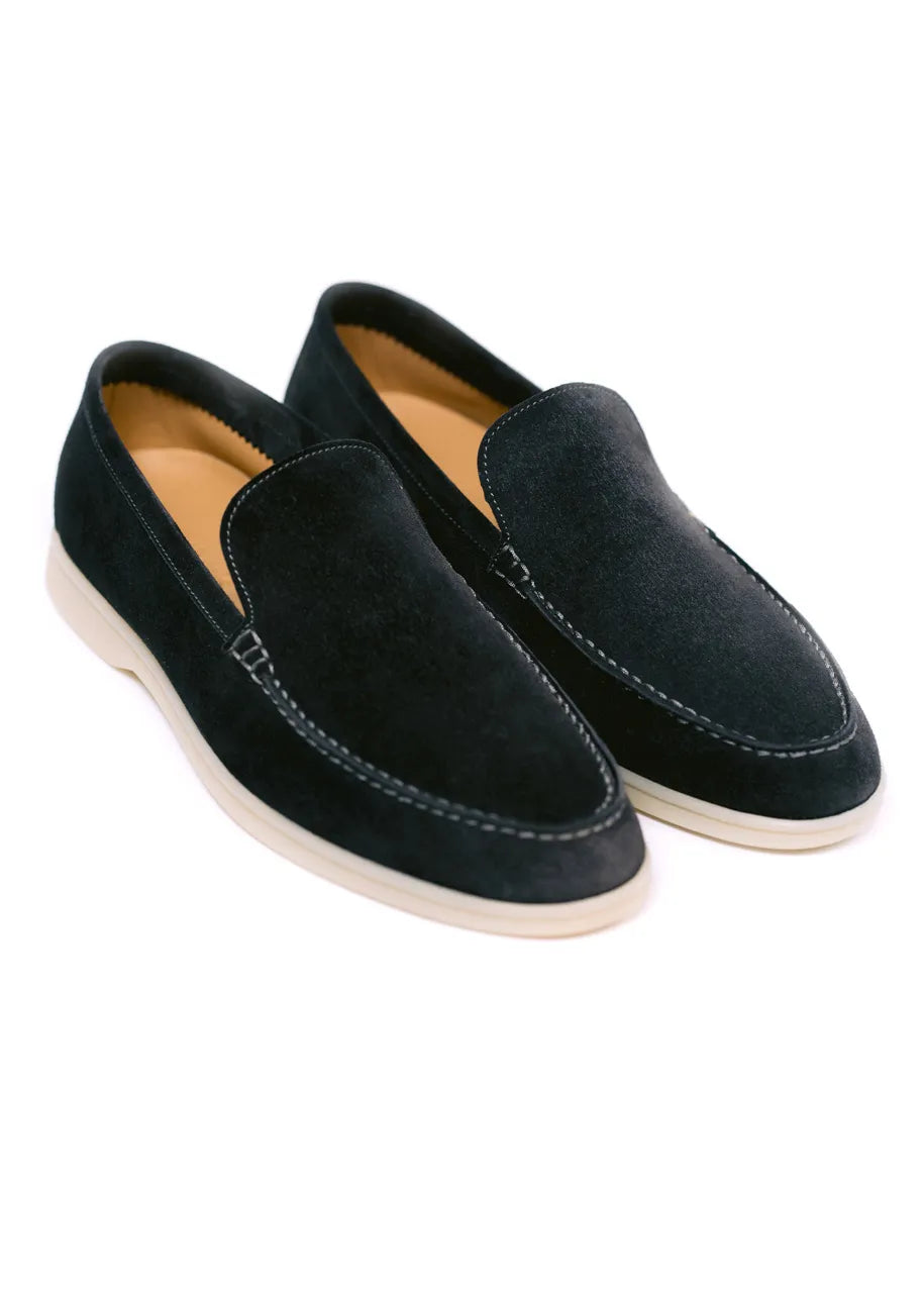 Men's Genuine Suede Loafers Moccasins Black