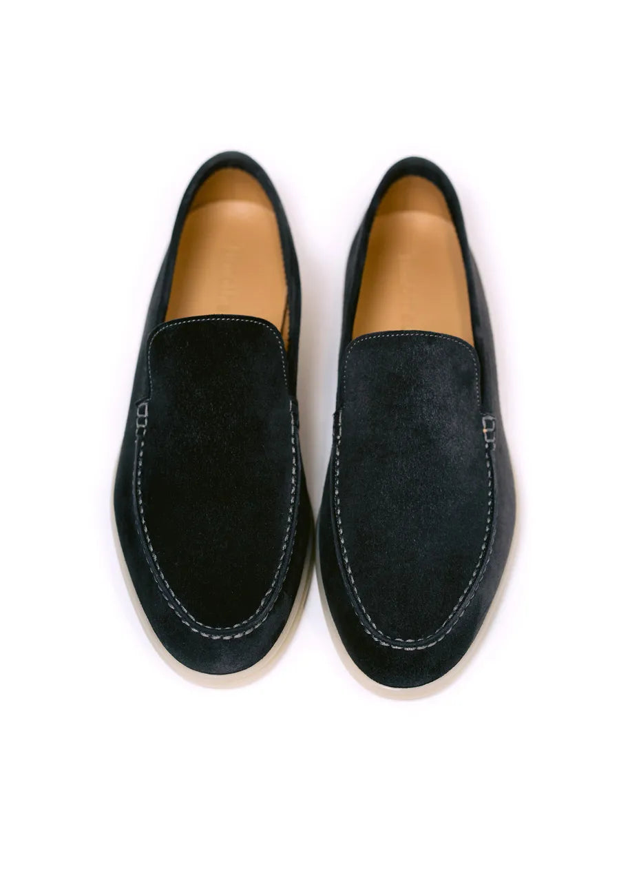 Men's Genuine Suede Loafers Moccasins Black