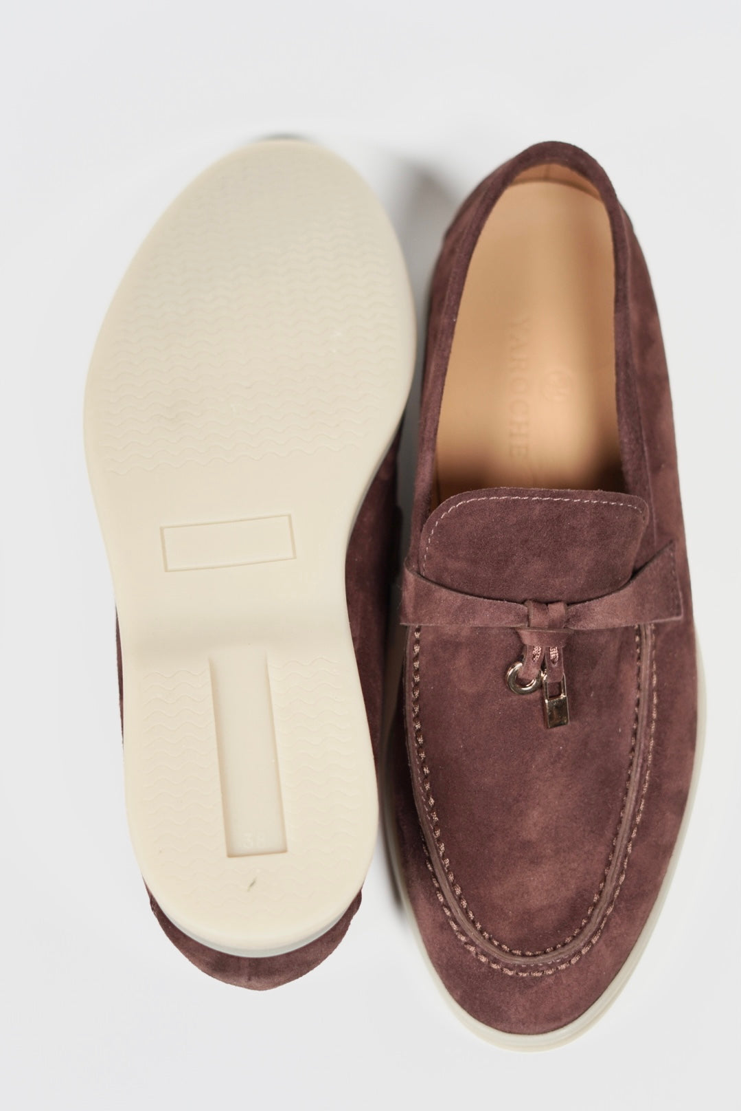 Women's Genuine Suede Loafers Moccasins Chocolate