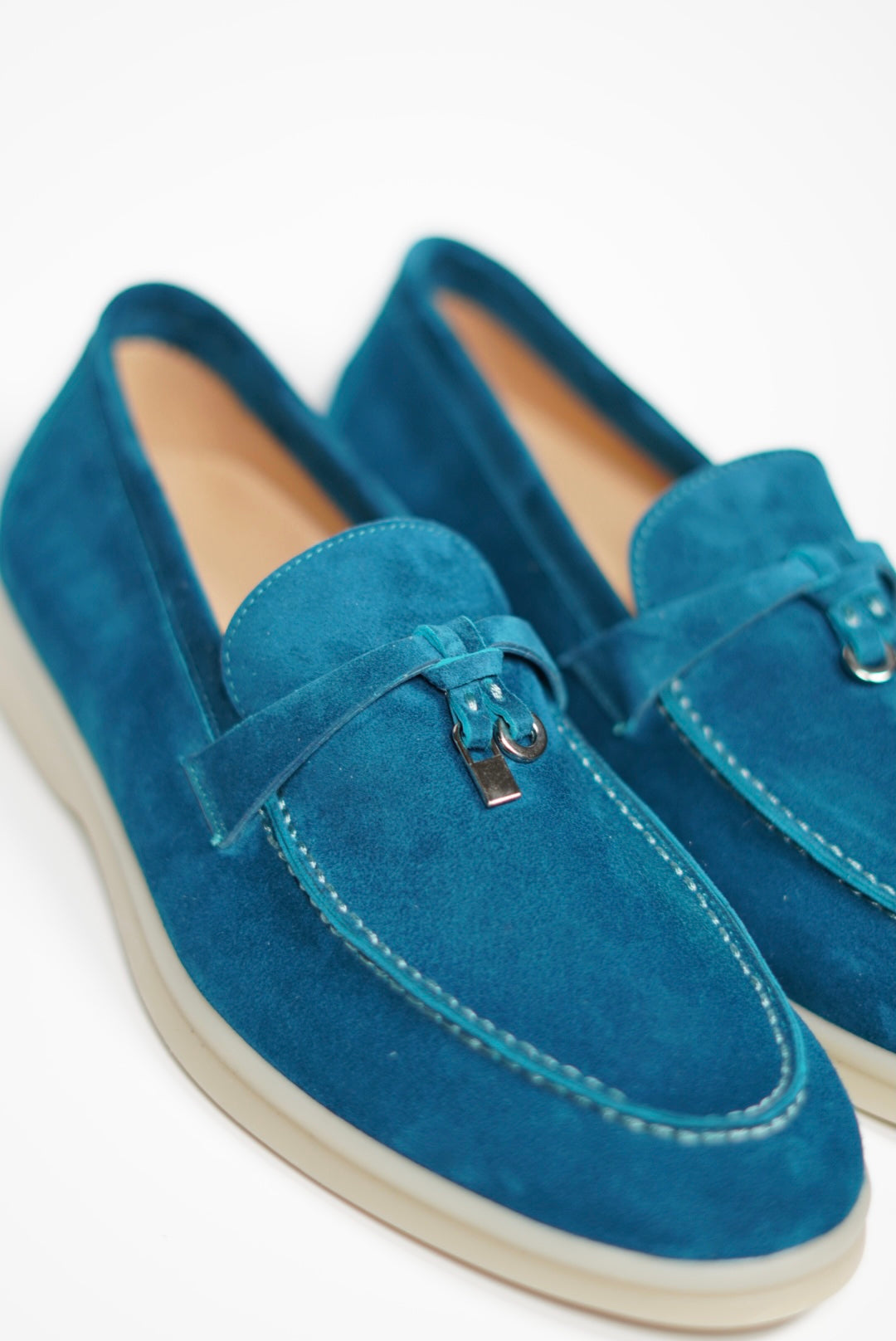 Women's Genuine Suede Loafers Moccasins Aquamarine