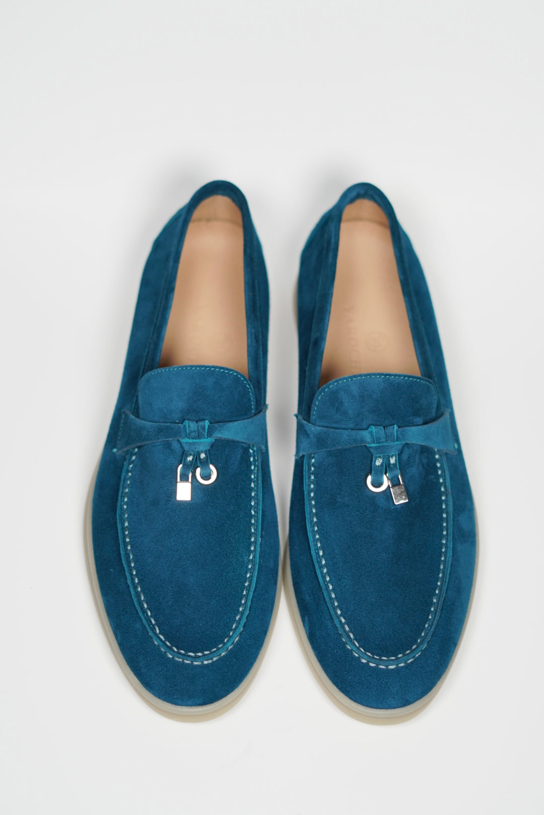 Women's Genuine Suede Loafers Moccasins Aquamarine