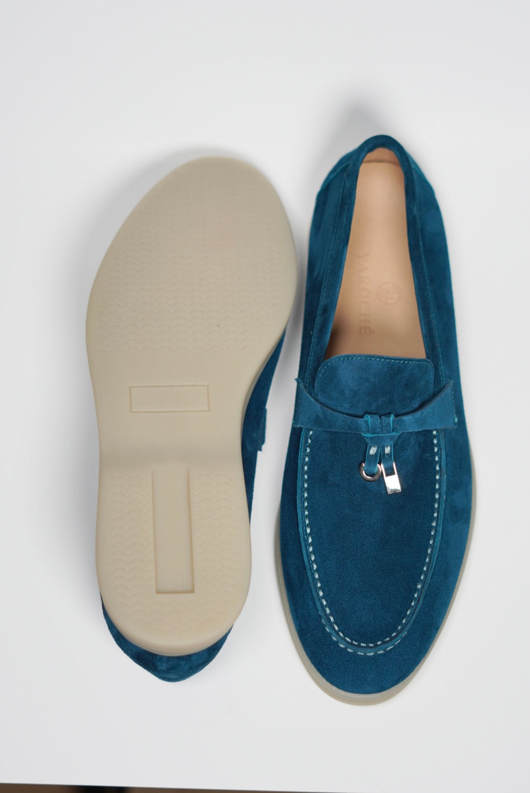 Women's Genuine Suede Loafers Moccasins Aquamarine