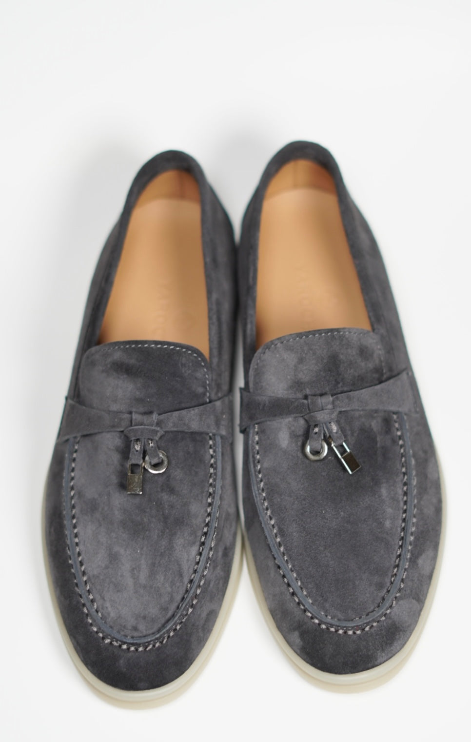 Women's Genuine Suede Loafers Moccasins Gray