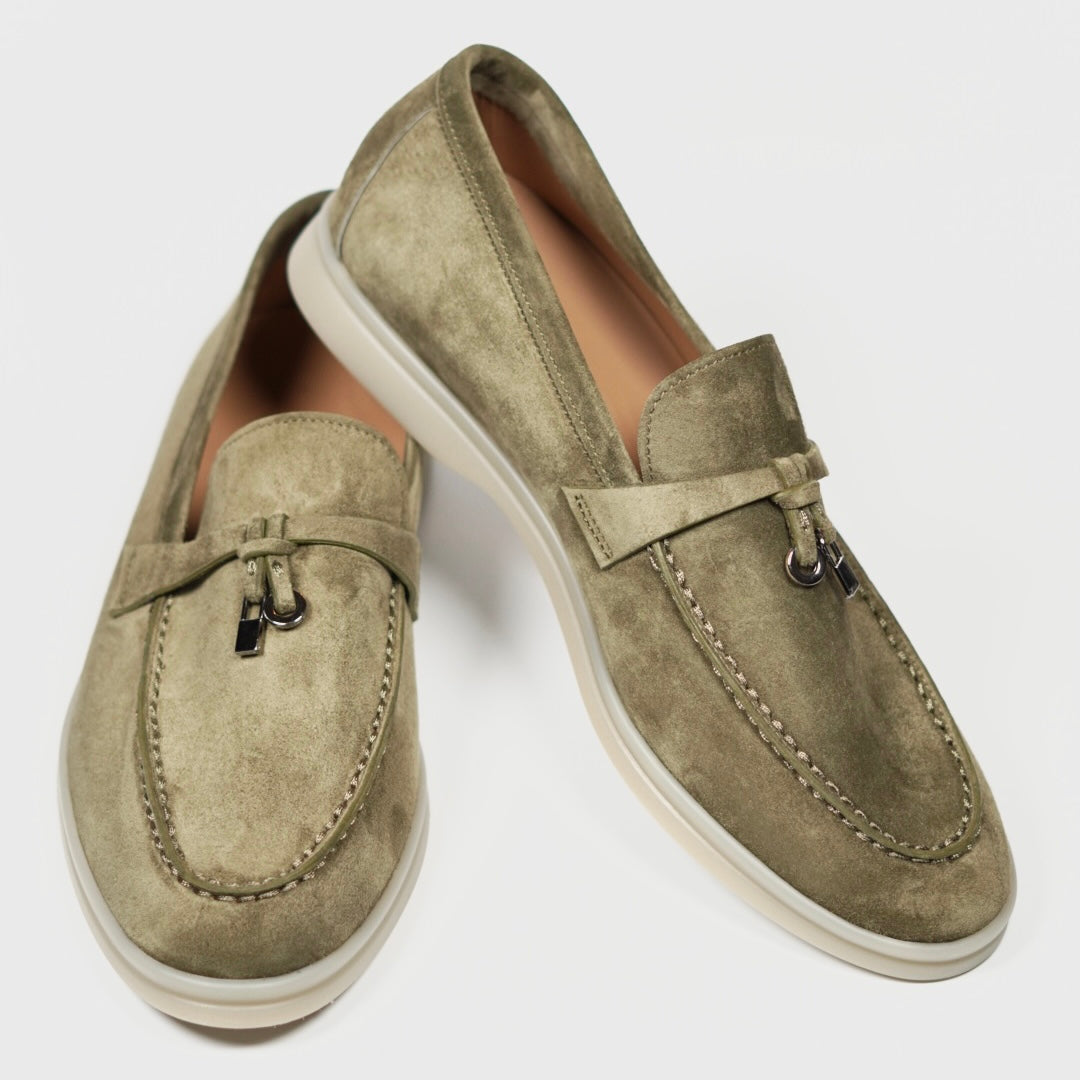 Women's Genuine Suede Loafers Moccasins Khaki