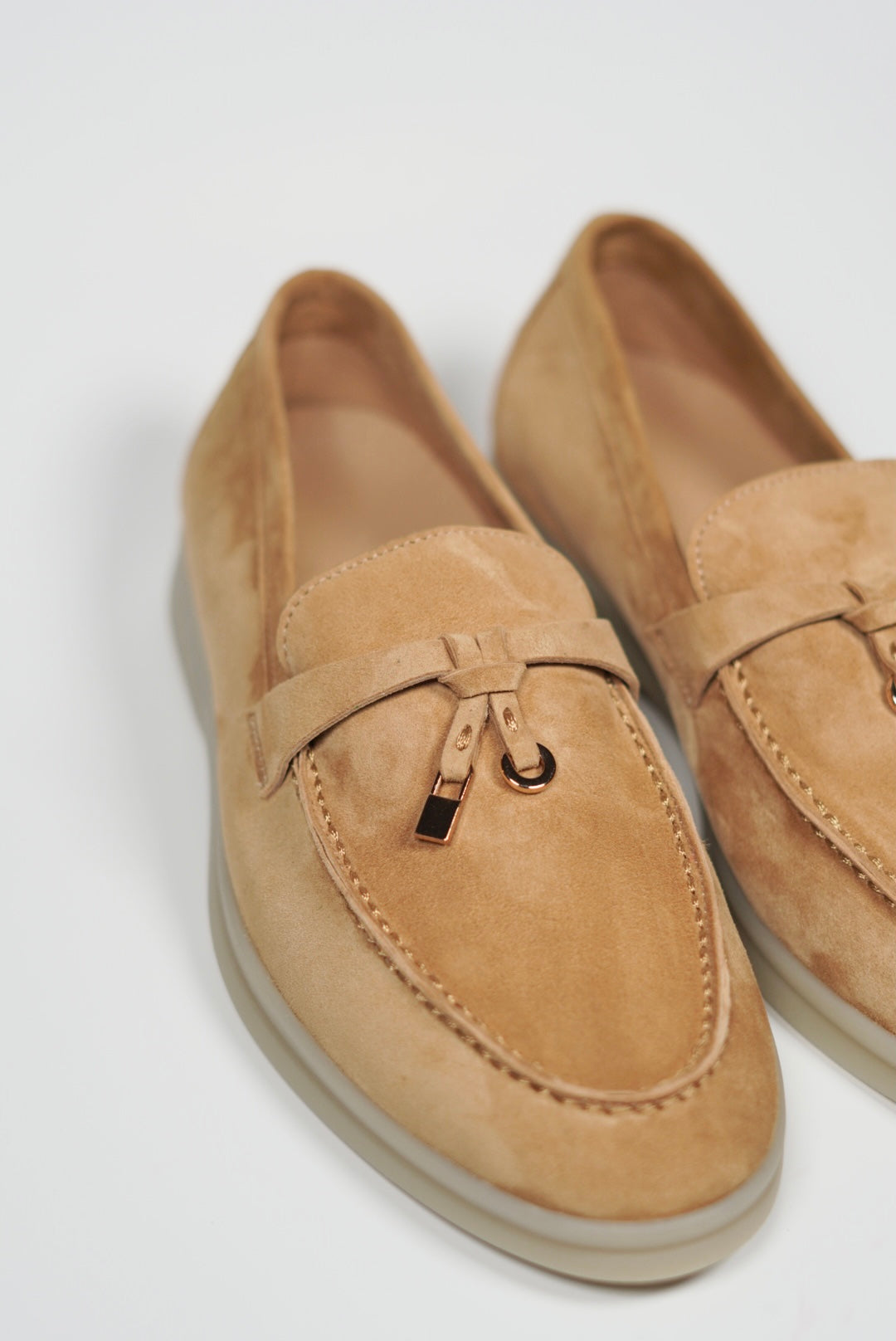 Women's Genuine Suede Loafers Moccasins Camel