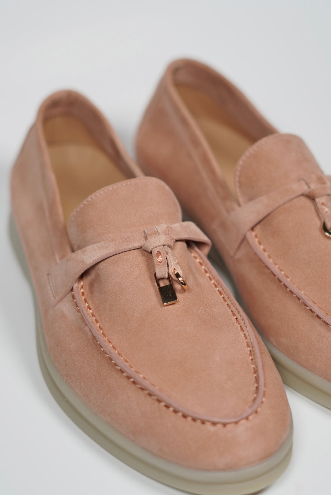 Women's Genuine Suede Loafers Moccasins Salmon Powder