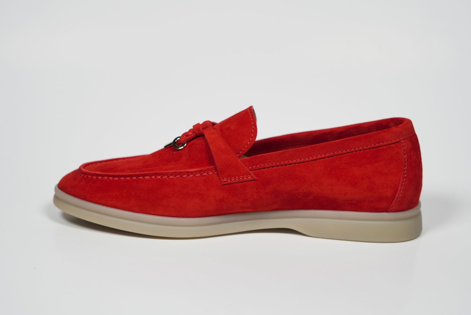 Women's Genuine Suede Loafers Moccasins Red