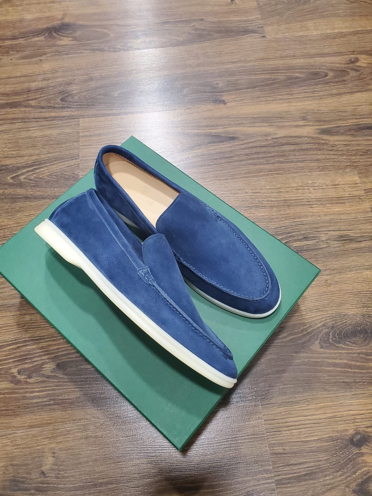 Men's Genuine Suede Loafers Moccasins Navy