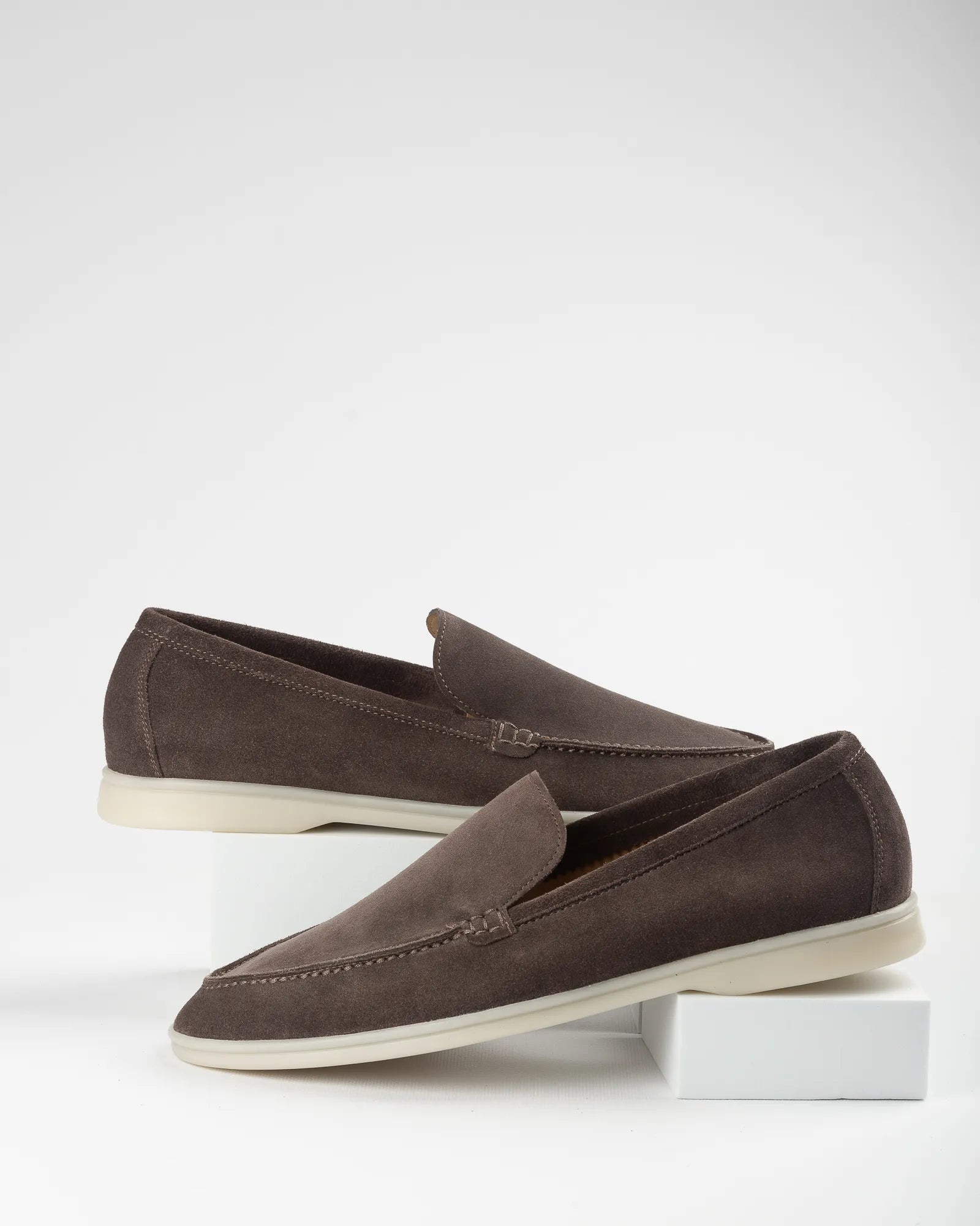 Men's Genuine Suede Loafers Moccasins Chocolate